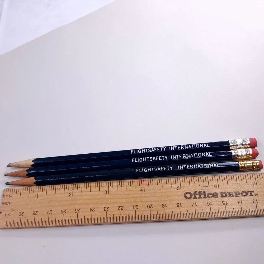 Flightsafety International pencil set 3 Flight safety‎ airplane plane navy blue